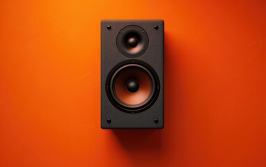 Black Speaker on Orange Background Minimalist Design