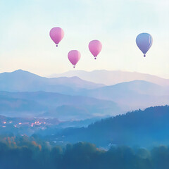 Fototapeta premium hot air balloon in the mountains
