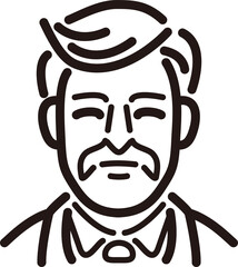 人物　男性　ミドル　シニア　ビジネス　スーツ　線　シンプル　アイコン　イラスト　素材