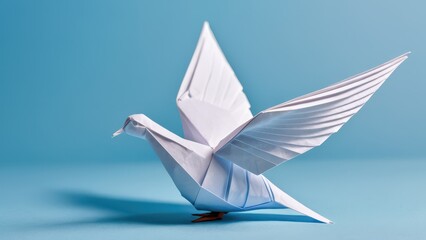  a stunning representation of a white origami bird in mid-flight