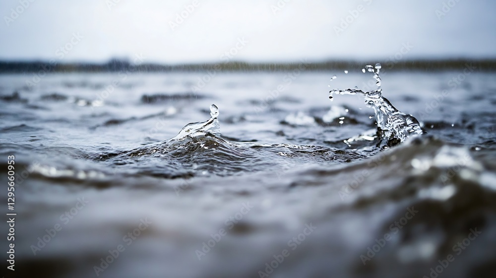 Leinwandbilder closeup view of water splashes creating ripples in calm environment capturing movement and beauty : 