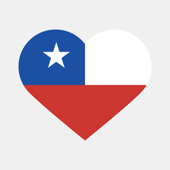 Flag of Chile. Heart icon flag. Heart-shaped flag icon. Standard color. Computer illustration. Digital illustration. Vector illustration.