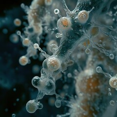 Abstract close-up of colorful water droplets on a smooth surface