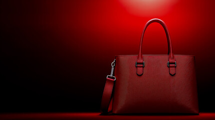 A red handbag on a red background