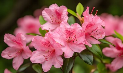 Fototapeta premium Pink-Flowering Deciduous Azalea for Early Spring, Generative AI