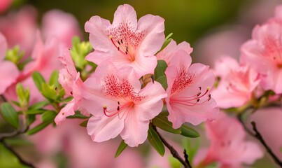 Fototapeta premium Pink-Flowering Deciduous Azalea for Early Spring, Generative AI