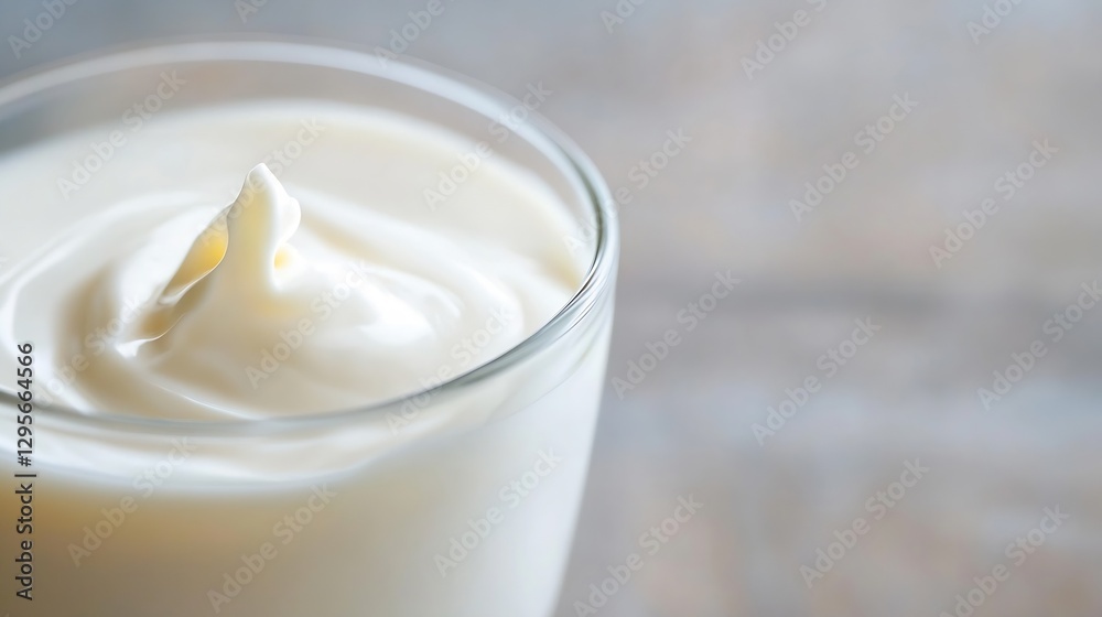 Poster closeup of creamy yogurt in a glass showcasing its smooth texture and fresh appearance : generative 