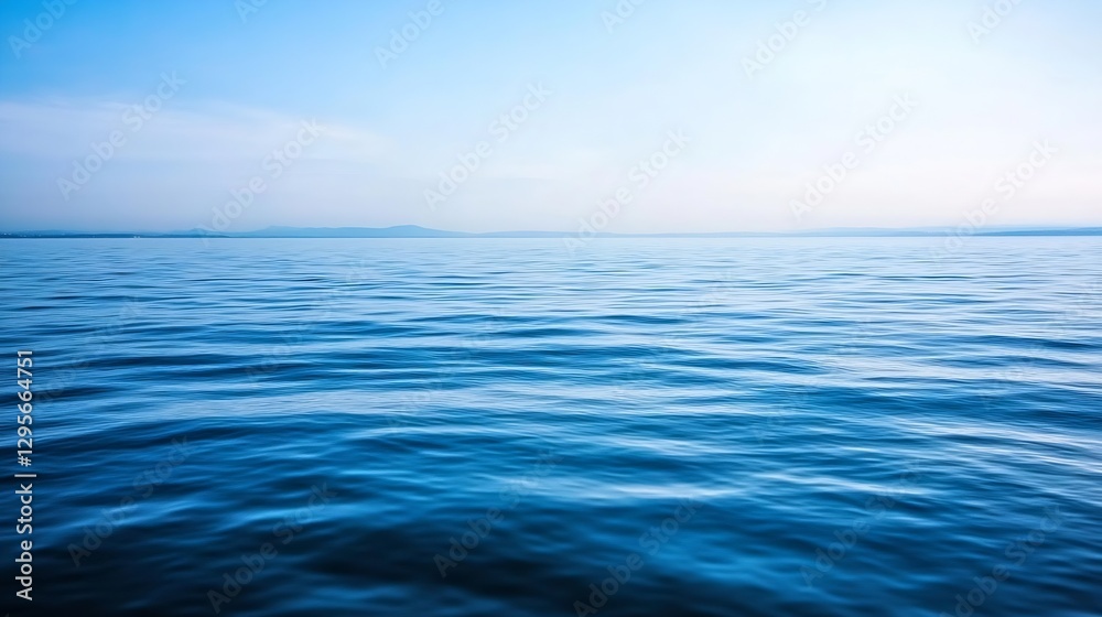 Poster vast tranquil ocean waves under a clear blue sky creating a serene seascape perfect for relaxation :