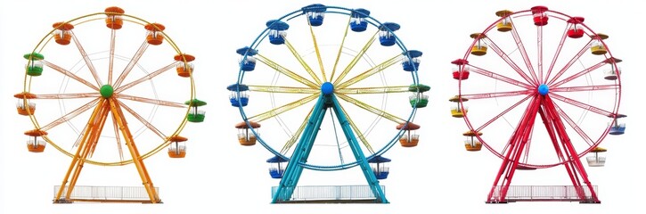Colorful Ferris Wheels Isolated on White Background (1)