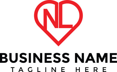 letter NL heart vector icon, NL logo design icon