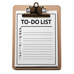 A clipboard with a to-do list and checkmarks, organized task planner for productivity and goal tracking