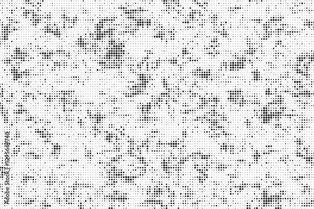 Poster Grunge halftone vector print background. Subtle halftone vector texture overlay. Monochrome abstract splattered background.