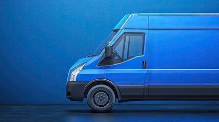 Blue van on a blue background