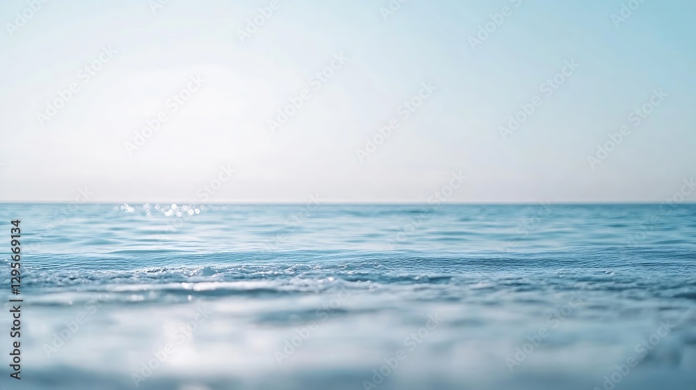 Aufkleber Calm ocean surface with gentle waves and a serene atmosphere under soft daylight enhancing tranquility : Generative AI