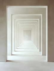 Fototapeta premium empty white corridor with soft natural light, futuristic minimalism, architectural elegance, sleek and modern, infinite perspective, serene atmosphere, contemporary aesthetic, geometric balance,
