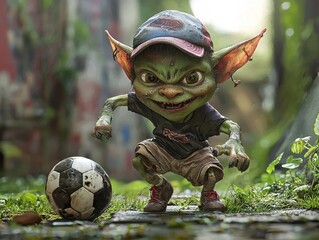 Mischievous Goblin Playing Soccer Cap