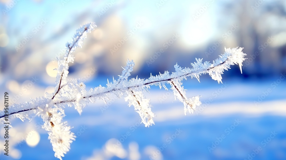 Poster frosty branches dusted with snow against a beautiful winter background : generative ai