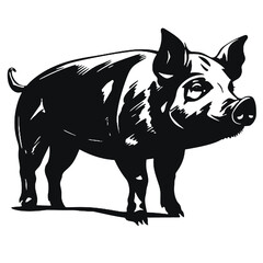 Fototapeta premium Black Pig Silhouette for Sticker, Decal, or Craft Design