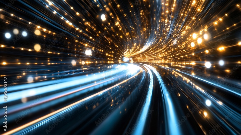 Leinwandbilder dynamic light trails creating a futuristic tunnel effect in motion : generative ai
