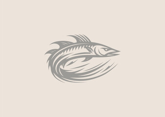 Speeding Barracuda Logo – A sleek barracuda darting through the water, symbolizing speed, agility, and precision.