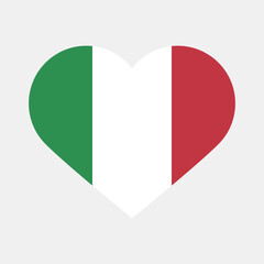 Flag of Italy. Heart-shaped flag icon. Standard color. Heart icon flag. Computer illustration. Digital illustration. Vector illustration.