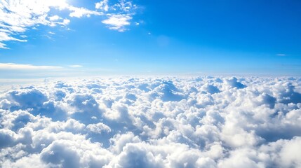 Naklejka premium Aerial View of Fluffy White Clouds Against a Bright Blue Sky on a Clear Day : Generative AI