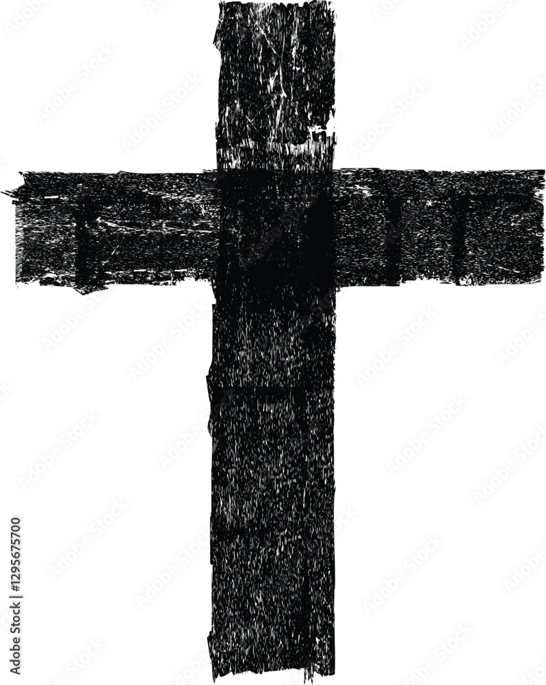 Poster textured religion cross . christian cross . vector cross with rough edges