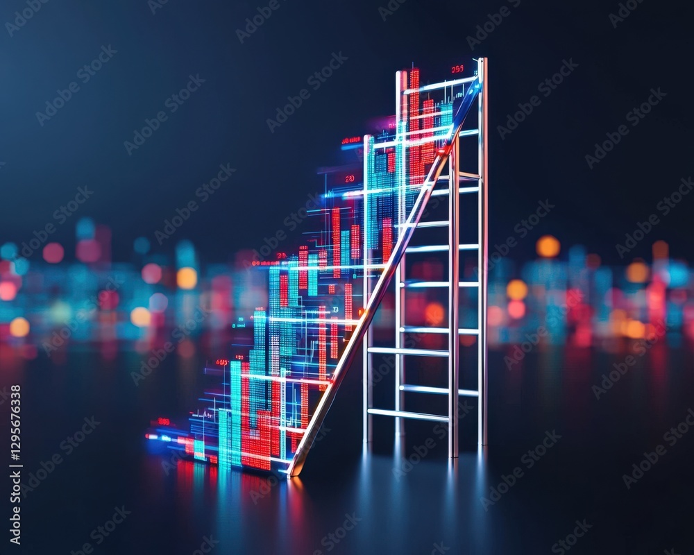 Poster digital data ladder with colorful graphs and charts