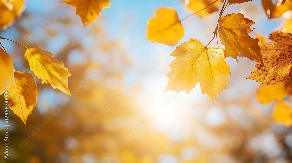 Aufkleber Sunlit Autumn Leaves Creating a Warm and Inviting Nature Scene : Generative AI