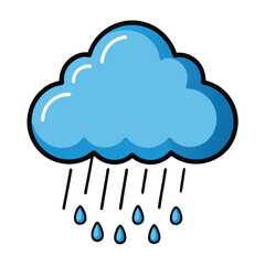 cloud and rain drop on white 