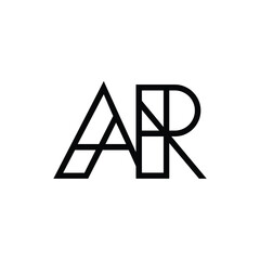 AR monogram logo design letter text name symbol monochrome logotype alphabet character simple logo