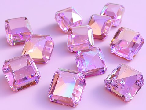A kaleidoscope of vibrant shapes, refracted by crystal clear glass, materialized in a 3D render, their surfaces catching and scattering light, creating a captivating spectacle. 
