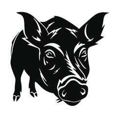 Black Pig Silhouette for Sticker, Decal, or Craft Design