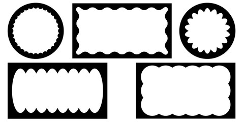 Hand drawn lace inner scalloped frames. Square, round and rectangle scalloped frames