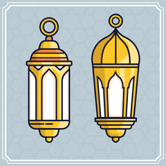 Ramadhan islamic lampion vector illustrations set