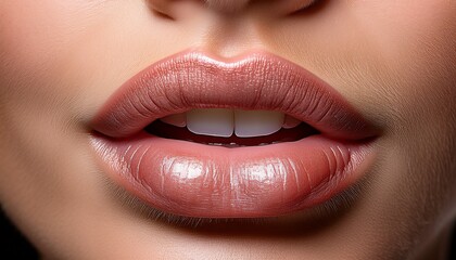 Fototapeta premium Intimate Details of Whispering Lips in Fine Texture