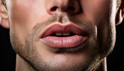 Obraz premium Intimate Details of Whispering Lips in Fine Texture