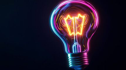 Colorful Lightbulb on Black Background