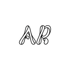 AR monogram logo design letter text name symbol monochrome logotype alphabet character simple logo