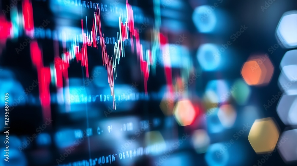 Fototapete Abstract Financial Graph Displaying Stock Market Activity with Colorful Data Visualizations : Generative AI
