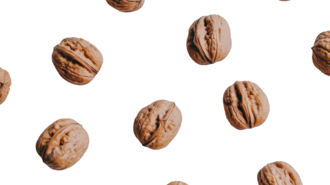 Walnuts falling on transparent background: seamless food pattern - Powered by Adobe