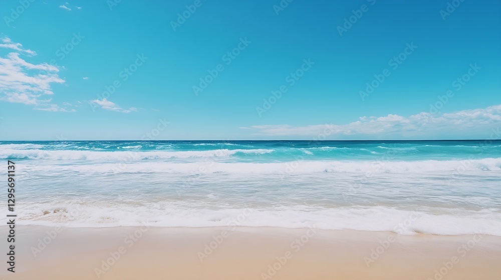 Poster stunning ocean view with crystal clear water and gentle waves on a sunny day : generative ai