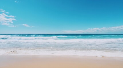 Stunning Ocean View with Crystal Clear Water and Gentle Waves on a Sunny Day : Generative AI