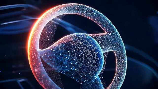 steering wheel vehicle modern low poly wireframe ai generated video concept