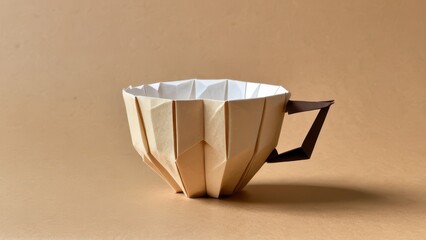  An intricately folded origami cup showcasing creative design