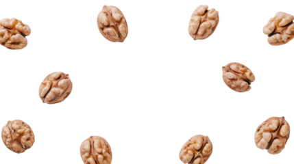 Walnuts falling on transparent background: perfect for food and health designs