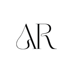 AR monogram logo design letter text name symbol monochrome logotype alphabet character simple logo