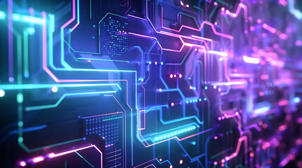 Obraz premium High-Resolution Futuristic Glowing Wall – Ultra-HD Sci-Fi Digital Interface