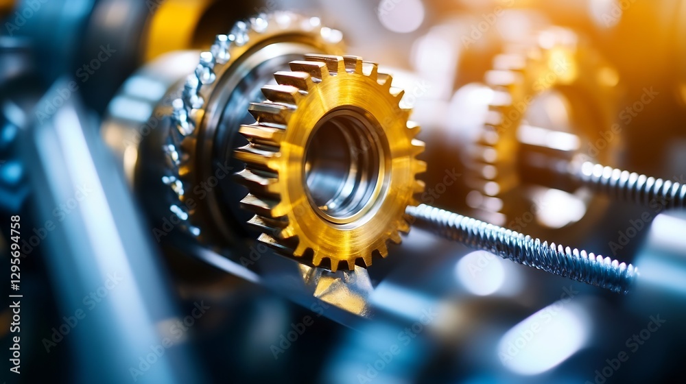 Poster Close up of intricate metallic gears showcasing precision engineering and craftsmanship : Generative AI