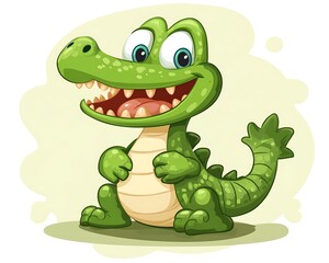 Obraz premium Cartoon Crocodile Childish Character
